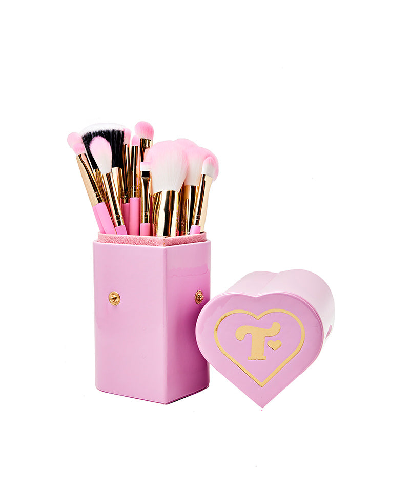 13 Piece Pink Brush Set Makeup Brushes - Trixie Cosmetics