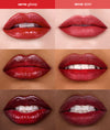 Comparison of glossy and stain lip products on lips with different skin tones.